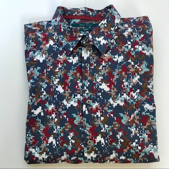 Perry Ellis men’s pattered cotton stretch shirt XL - Picture 1 of 6